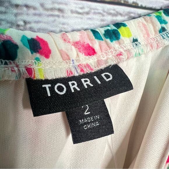 Torrid 2X Georgette Surplice Wrap Romper Spotted Confetti Sleeveless Adjustable - Picture 9 of 14